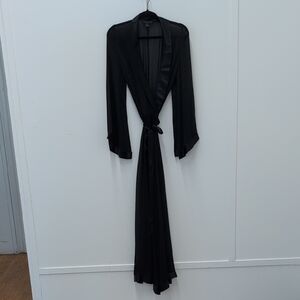 Kiki De Montparnasse Chic Black Sheer Satin Wrap Jumpsuit